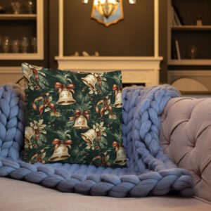 Festive Charm Retro Golden Bells Holiday Premium Pillow