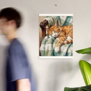 Sleeping Cat Painting Poster with hangers